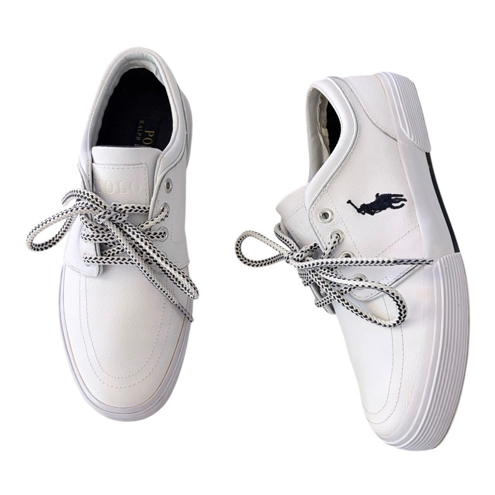 Polo Ralph Lauren Faxon Low White Leather Mens Sneakers Size 7D Casual